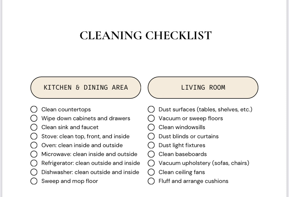 Digital cleaning checklist free