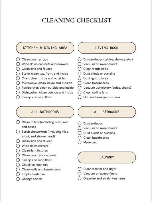 Digital cleaning checklist free